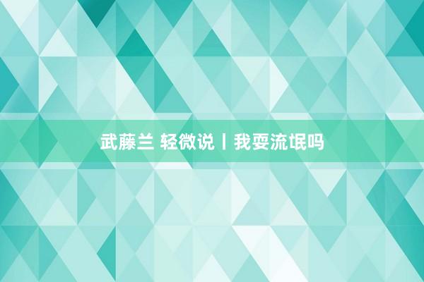 武藤兰 轻微说丨我耍流氓吗